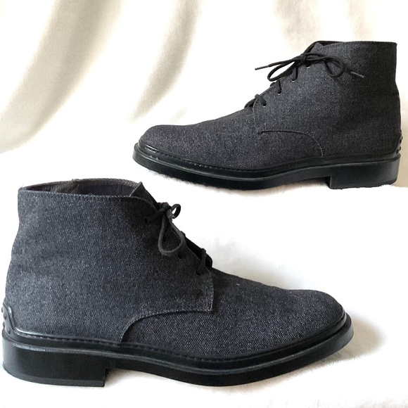 Gray Tod’s Lace Up Wool Outer Leather interior Chukka Boots Size EUR 39/ US  8.5 - Picture 2 of 13